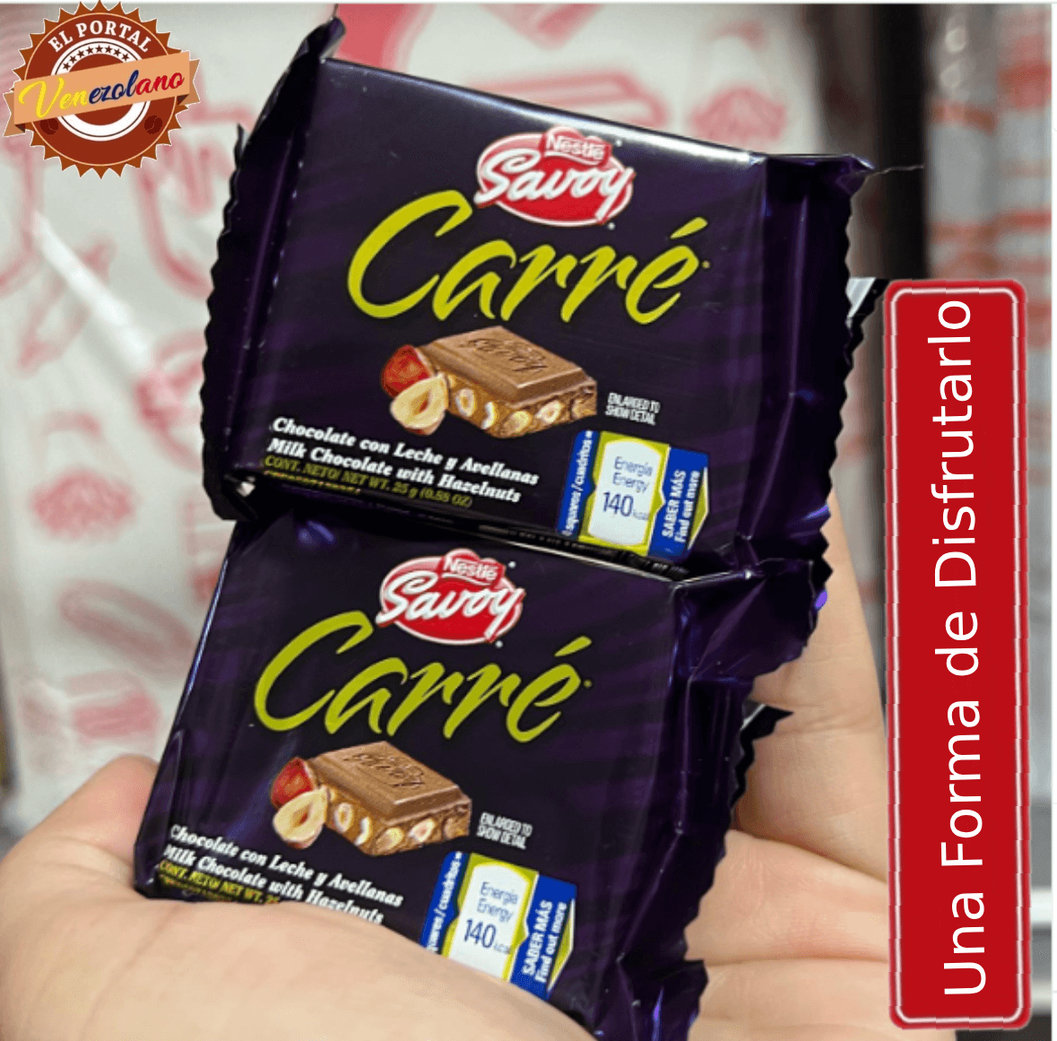 Chocolate Savoy Con Leche Y Avellanas Carré Miní Venezuela x 6 Unidades