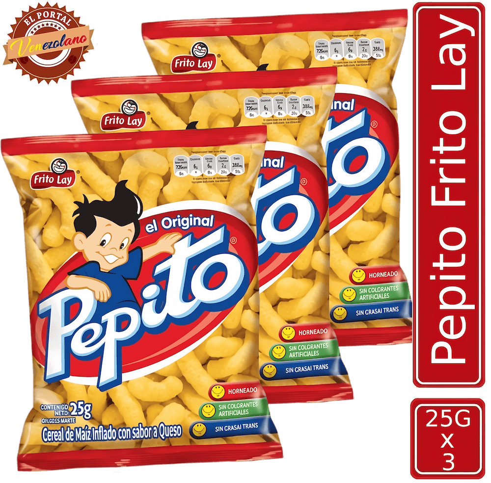 Pack de 3 Pepito 25g Frito Lay venezolano, disponible en Colombia