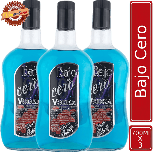 Vodka  Bajo Cero Azul Frutas Salvaje Venezuela x 3 Unidades