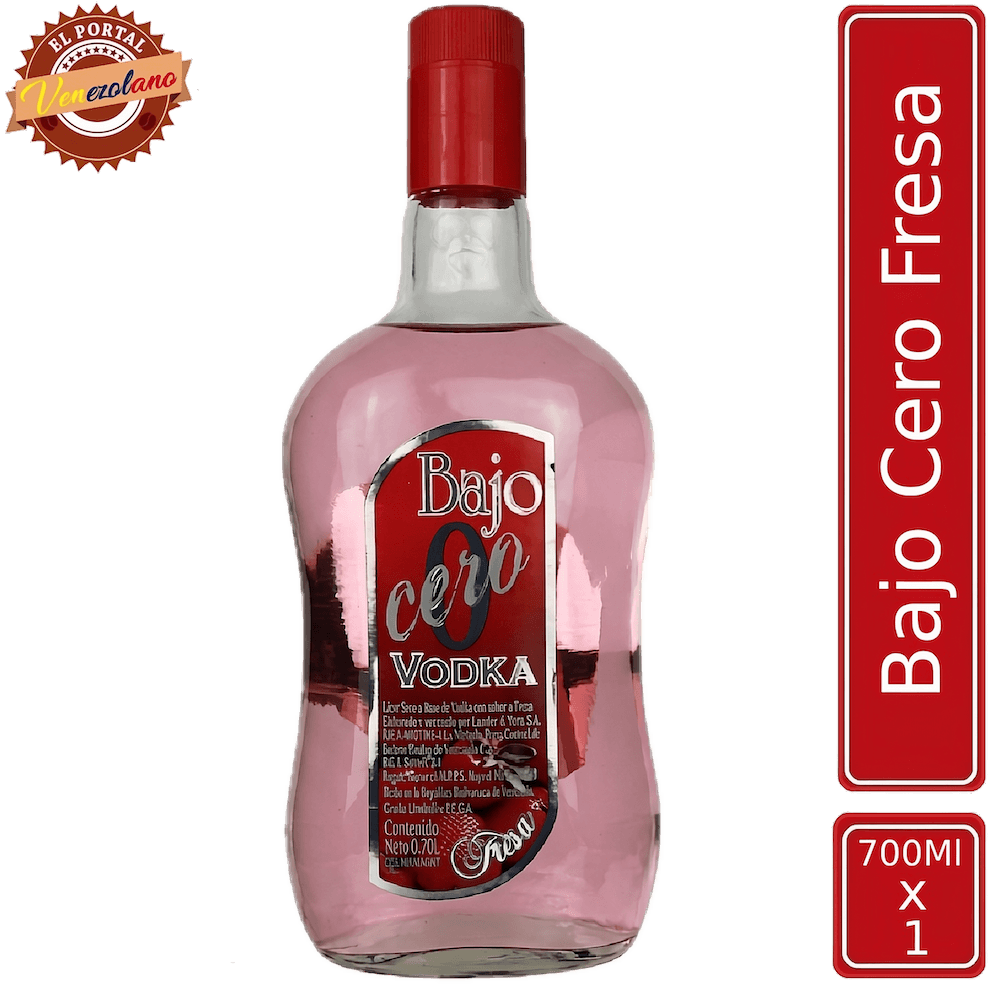 Vodka Bajo Cero de fresa venezolano, disponible en Colombia