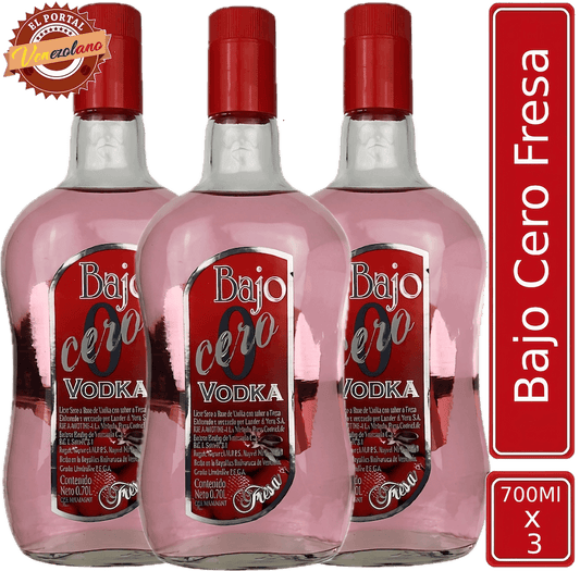 Vodka  Bajo Cero Fresa Venezuela x 3 Unidades