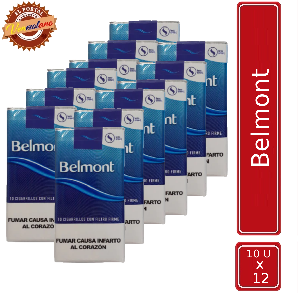 Pack de 10 cigarros Belmont medios venezolanos, disponible en Colombia