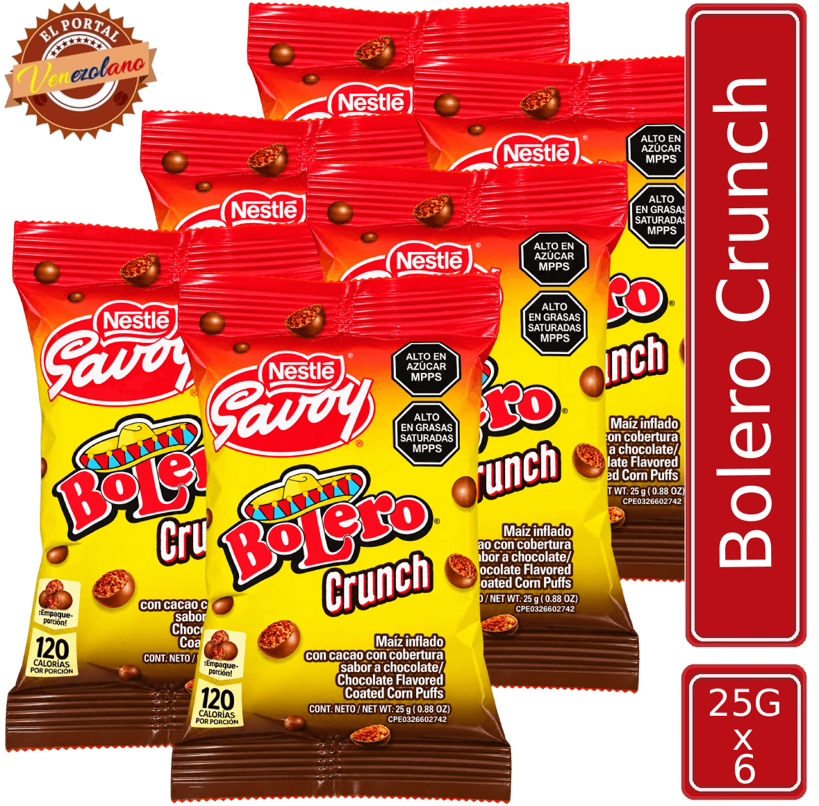 Chocolate Bolero Crunch | Chocolate Original Savoy Venezolano x 6 Unidades