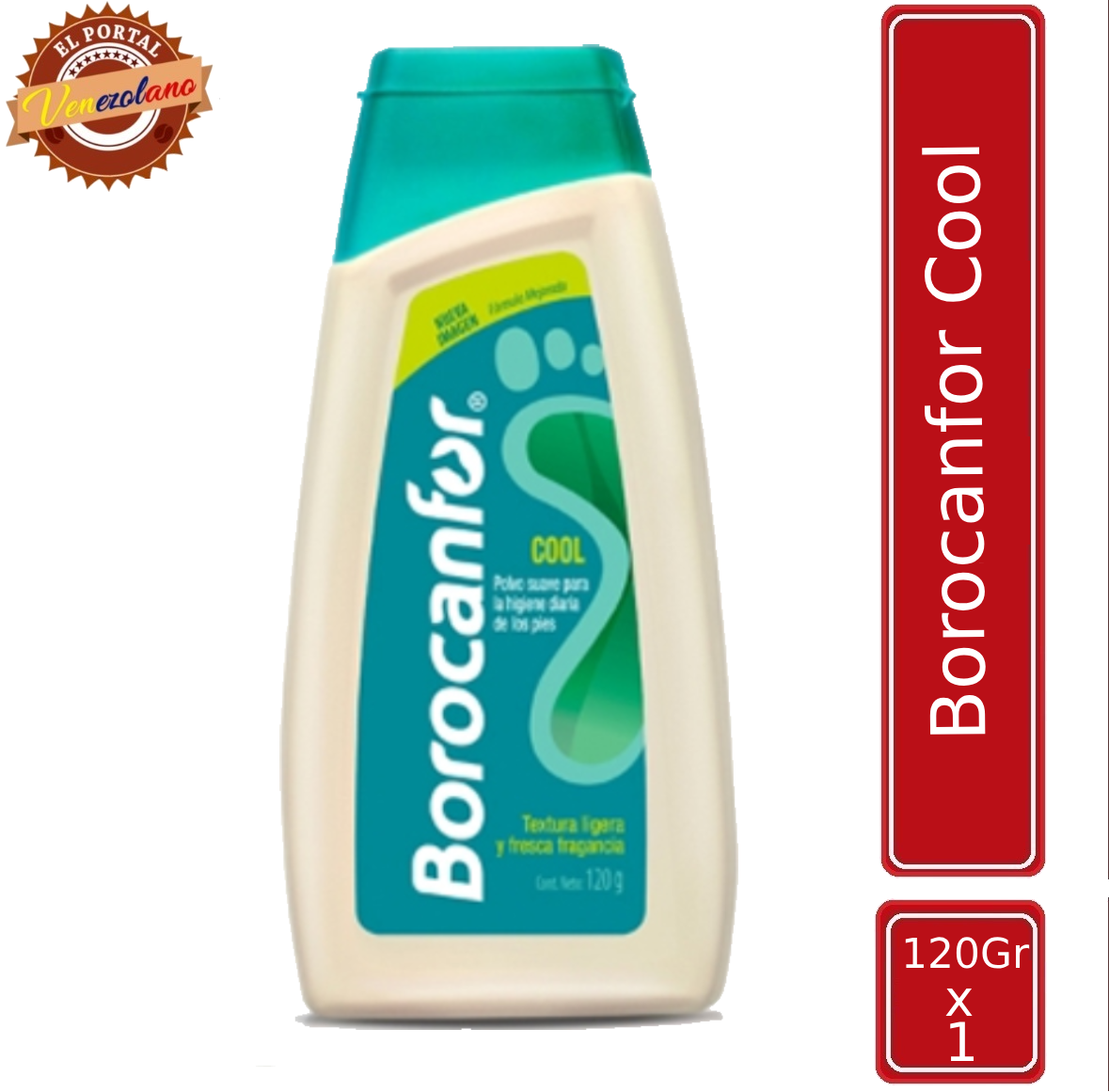 Talco Borocánfor Cool 120g venezolano, disponible en Colombia