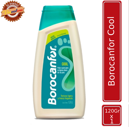 Talco Borocánfor Cool 120g venezolano, disponible en Colombia