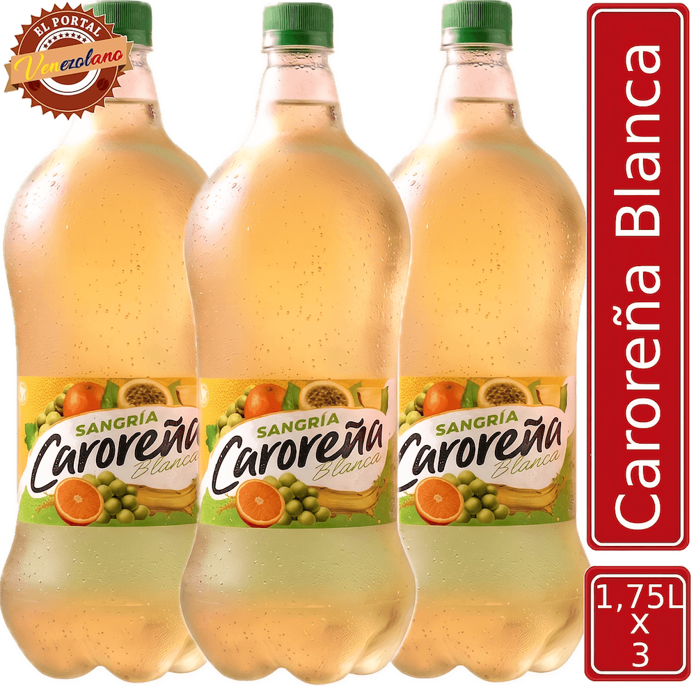 Pack de 3 sangría Caroreña blanca 1.75 litros venezolana, disponible en Colombia