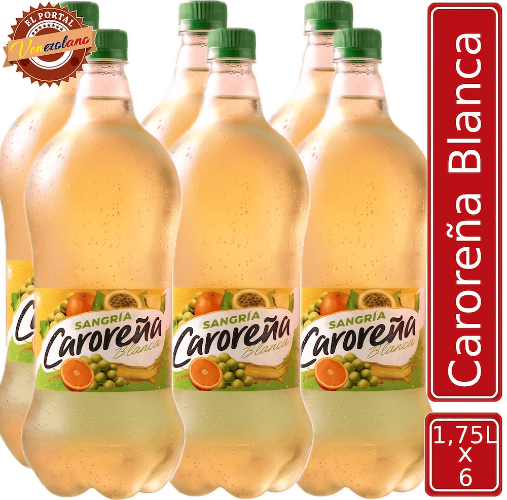Pack de 6 sangría Caroreña blanca 1.75 litros venezolana, disponible en Colombia