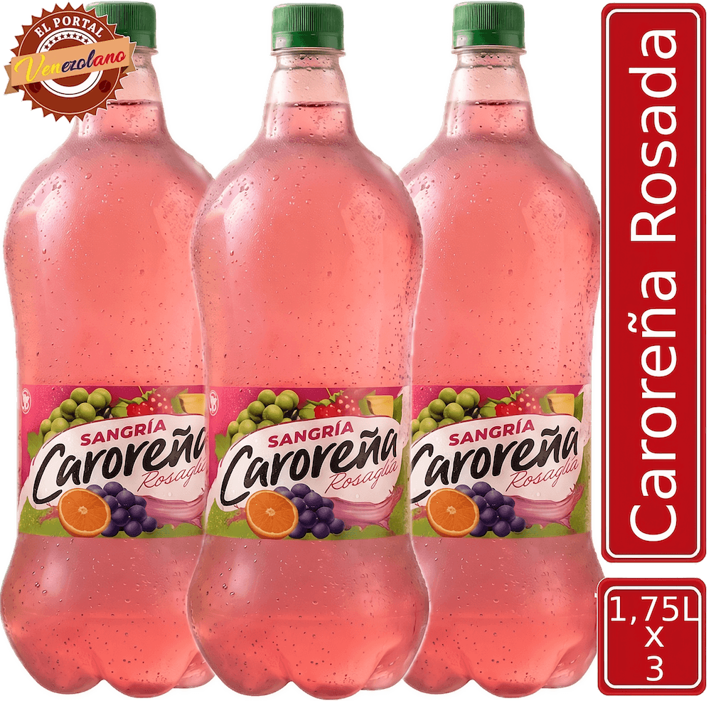 Pack de 3 sangría Caroreña rosada 1.75 litros venezolana, disponible en Colombia
