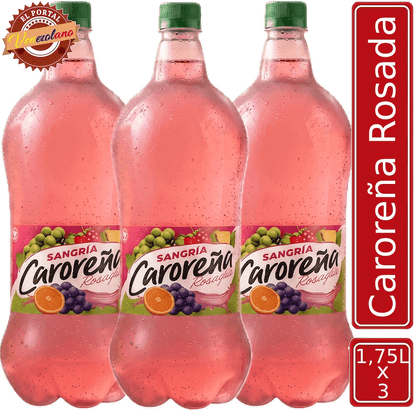 Pack de 3 sangría Caroreña rosada 1.75 litros venezolana, disponible en Colombia