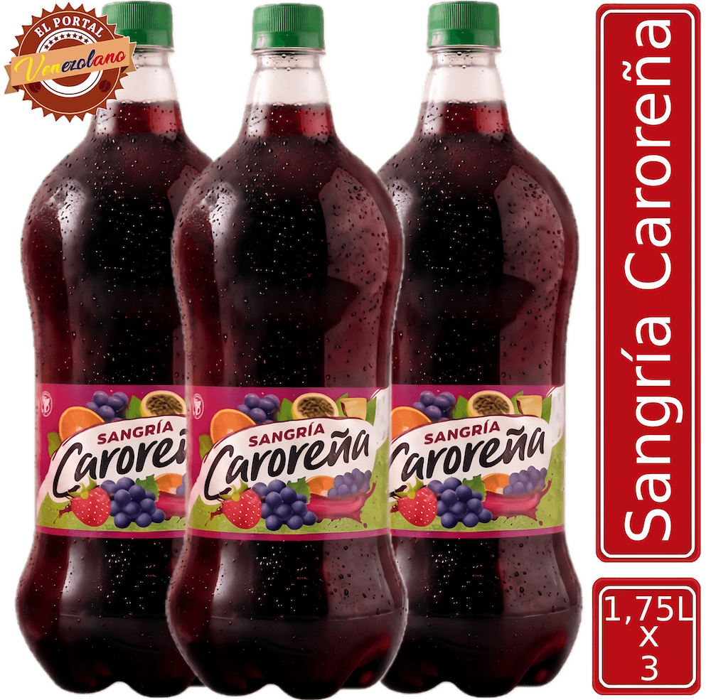 Pack de 3 sangría Caroreña 1.75 litros venezolana, disponible en Colombia
