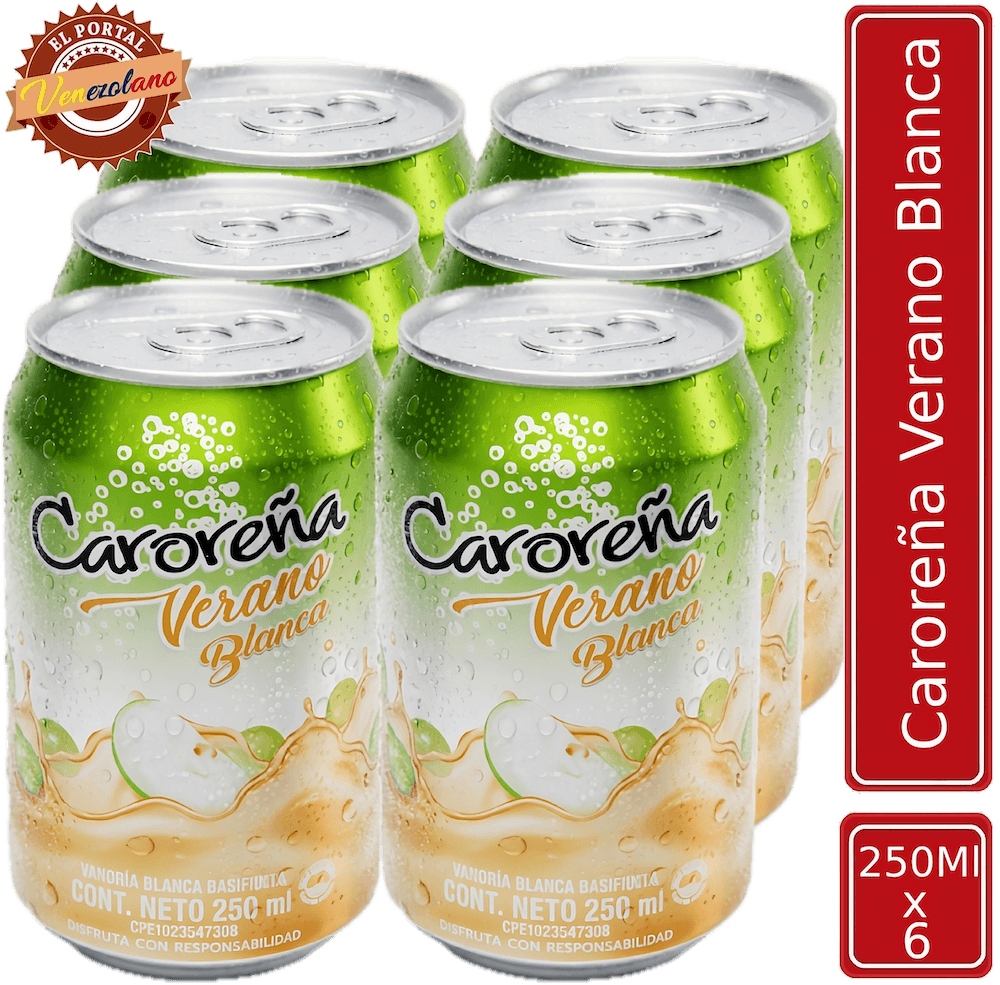 Pack de 6 cerveza Caroreña Verano Blanca en lata venezolana, disponible en Colombia