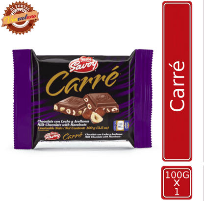Chocolate Savoy Con Leche Y Avellanas Carré 100gr Venezuela