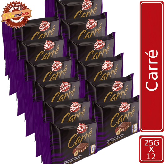Chocolate Savoy Con Leche Y Avellanas Carré Miní Venezuela x 12 Unidades
