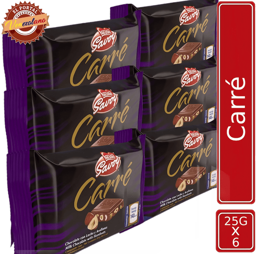 Chocolate Savoy Con Leche Y Avellanas Carré Miní Venezuela x 6 Unidades