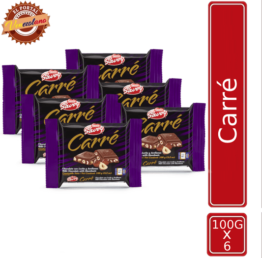 Chocolate Savoy Con Leche Y Avellanas Carré 100gr Venezuela x 6