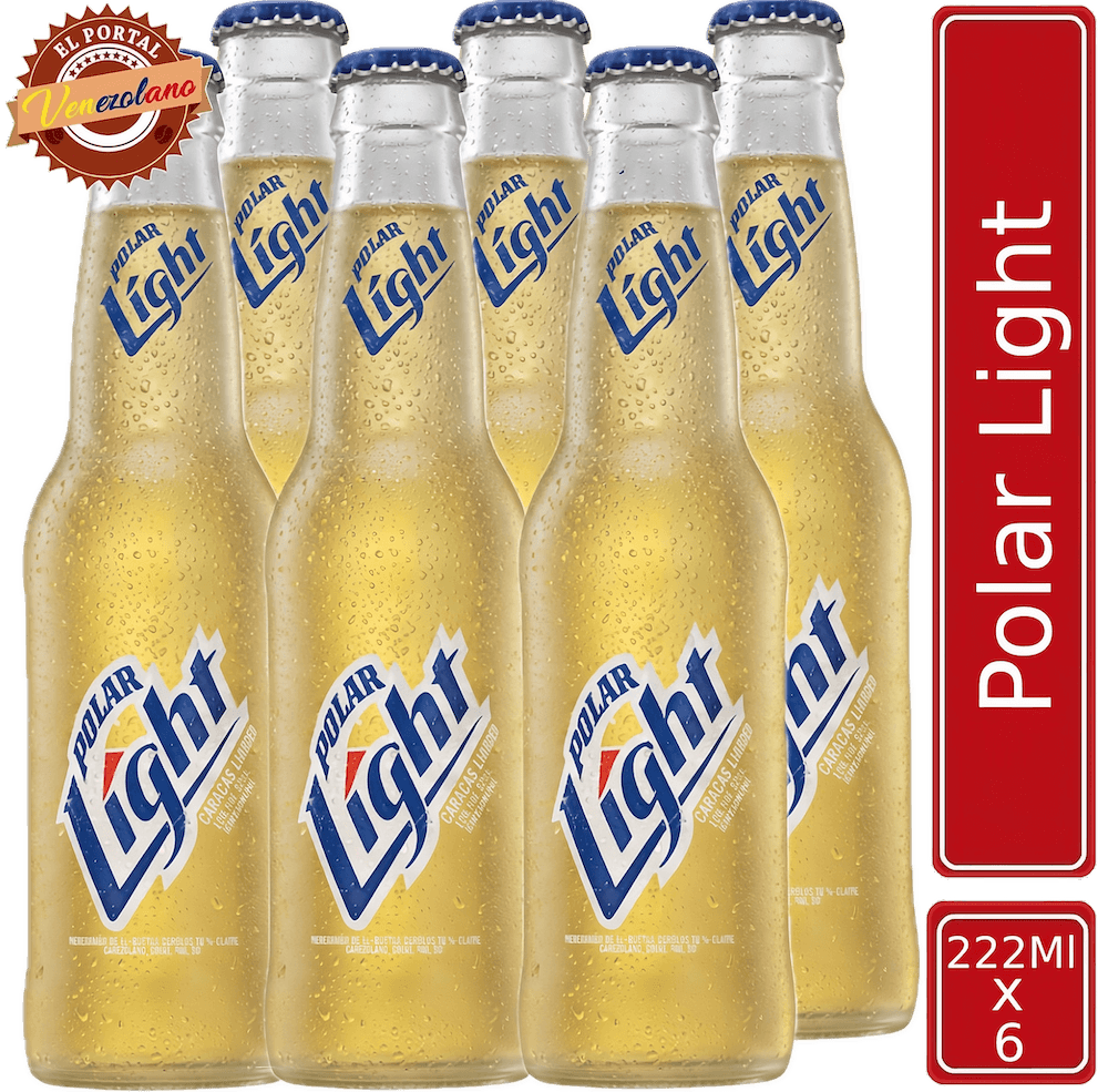 Pack de 6 cerveza Polar Light venezolana, disponible en Colombia
