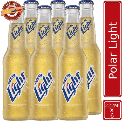 Pack de 6 cerveza Polar Light venezolana, disponible en Colombia