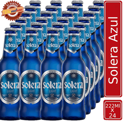 Pack de 24 cerveza Solera Azul venezolana, disponible en Colombia