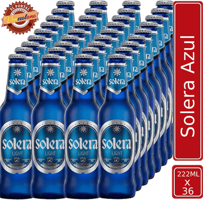 Pack de 36 cerveza Solera Azul venezolana, disponible en Colombia