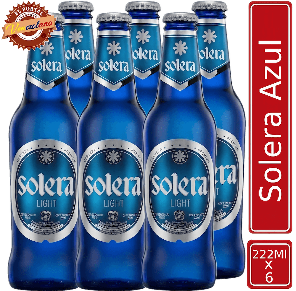 Pack de 6 cerveza Solera Azul venezolana, disponible en Colombia