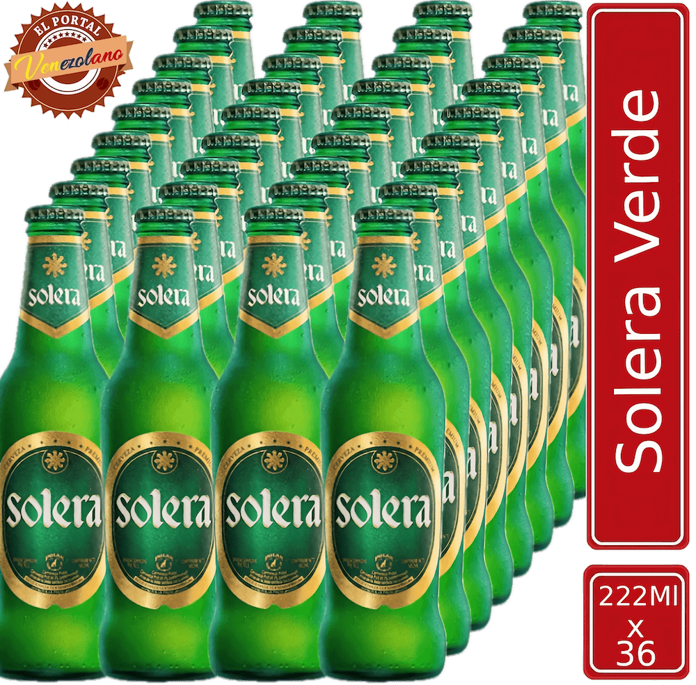 Pack de 36 cerveza Solera Verde venezolana, disponible en Colombia