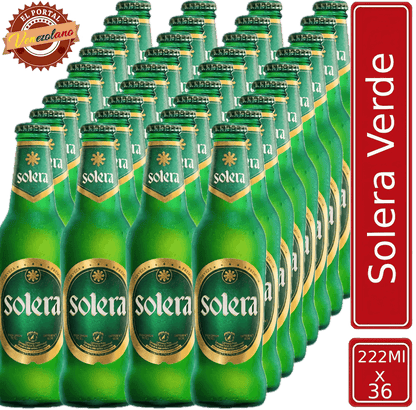 Pack de 36 cerveza Solera Verde venezolana, disponible en Colombia