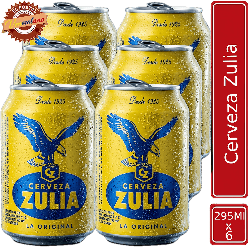 Pack de 6 cerveza Zulia en lata venezolana, disponible en Colombia