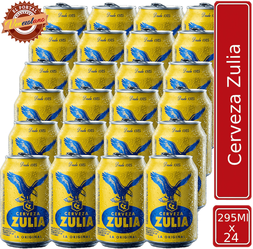 Pack de 24 cerveza Zulia en lata venezolana, disponible en Colombia