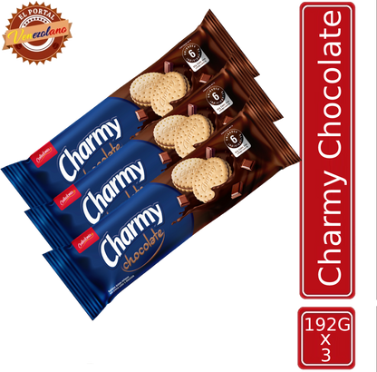 Pack de 3 galletas Charmy de chocolate venezolanas, disponible en Colombia