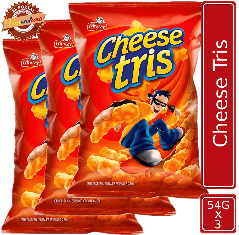 Pack de 3 Cheese Tris 54g Frito Lay venezolano, disponible en Colombia