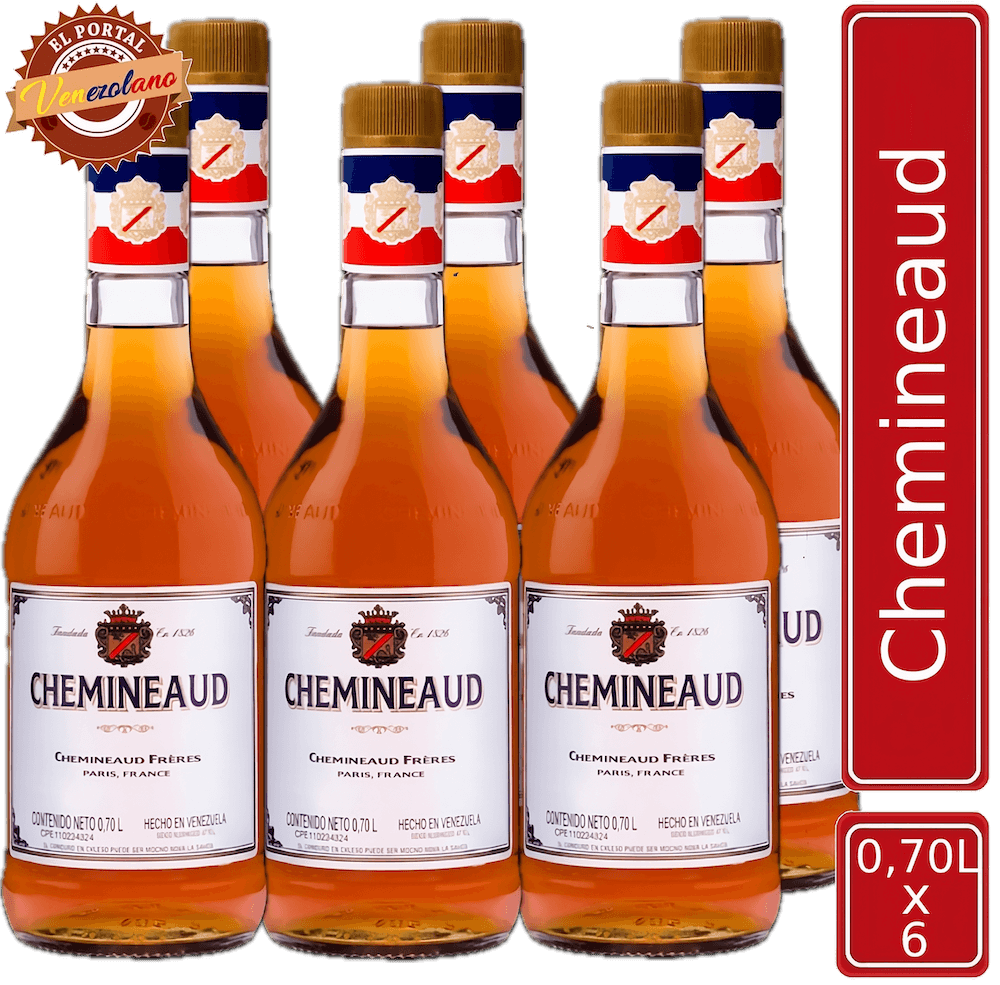 Pack de 6 brandy Chemineaud venezolano, disponible en Colombia