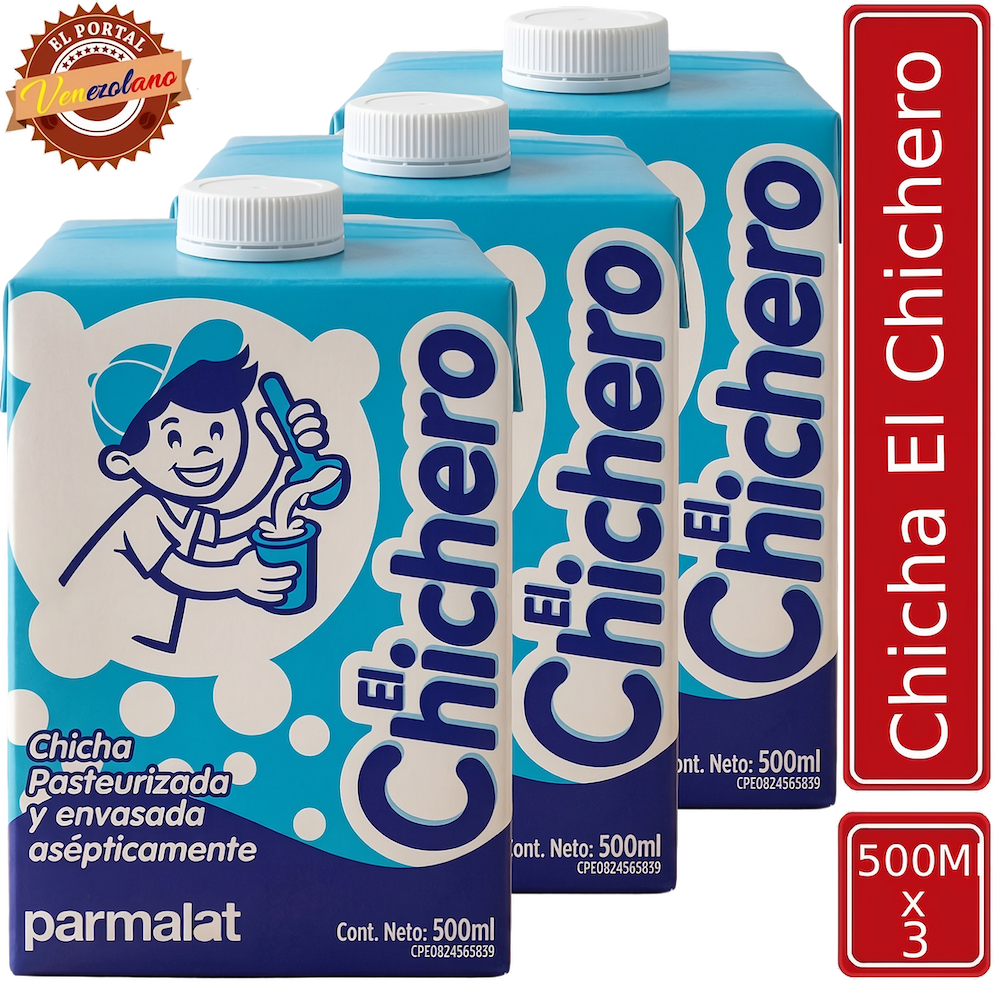 Pack de 3 chicha El Chichero 500 ml venezolana, disponible en Colombia