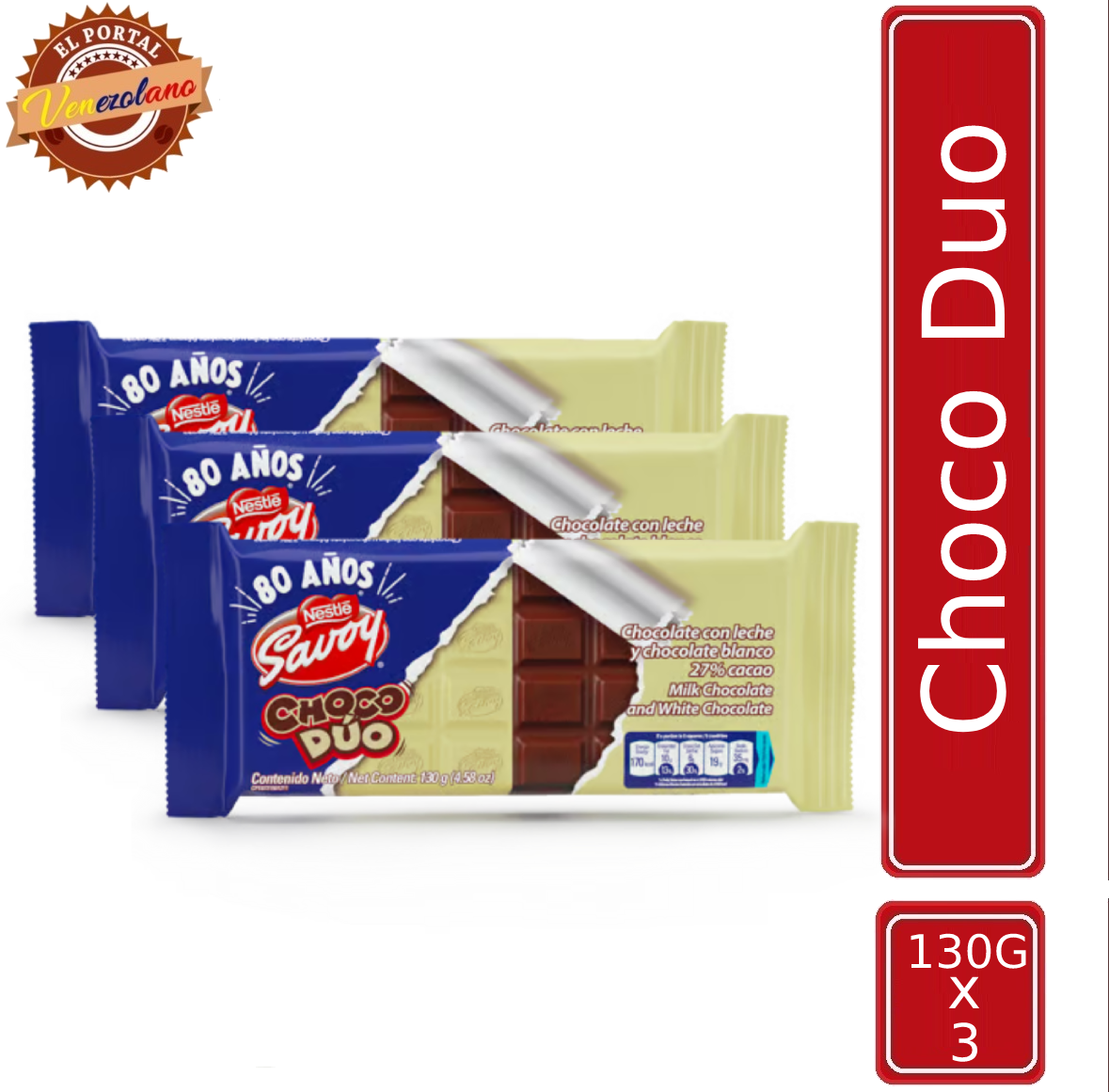 Chocolates Choco Duo 130G Venezuela x 3