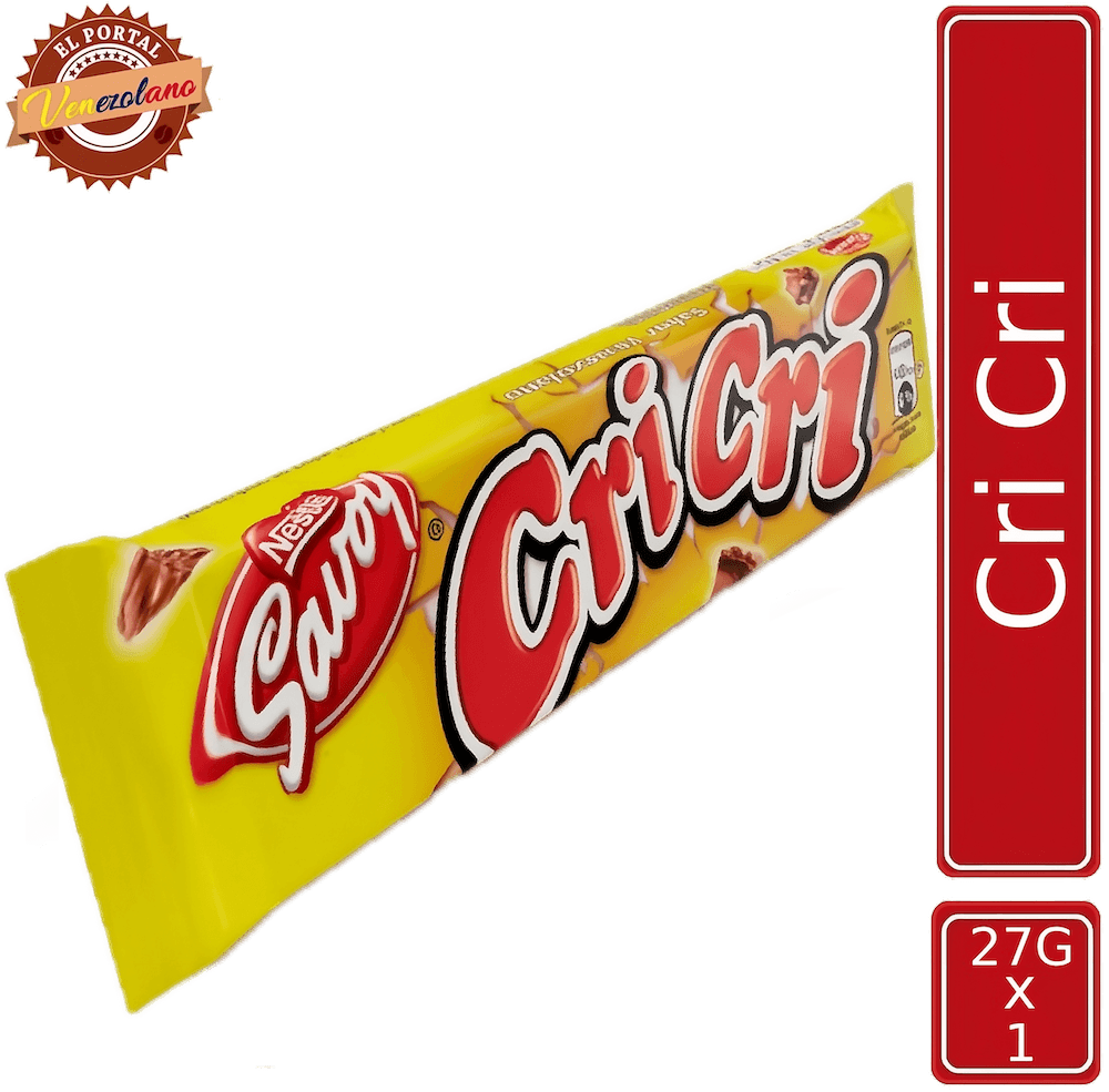 Chocolate Cri Cri 27g venezolano, disponible en Colombia