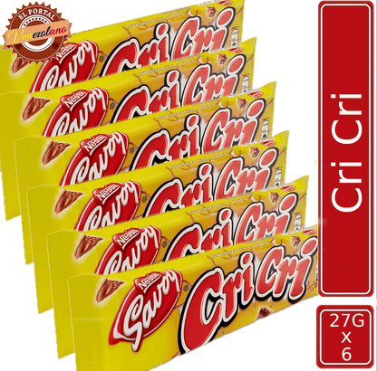 Pack de 6 chocolates Cri Cri 27g venezolano, disponible en Colombia