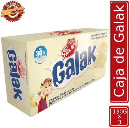 Pack de 5 chocolates Galak 130g venezolano, disponible en Colombia