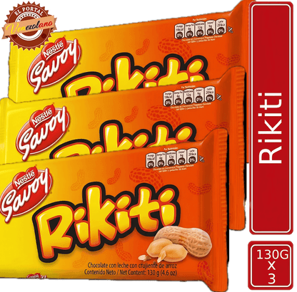Pack de 3 chocolates Rikiti 130g venezolano, disponible en Colombia