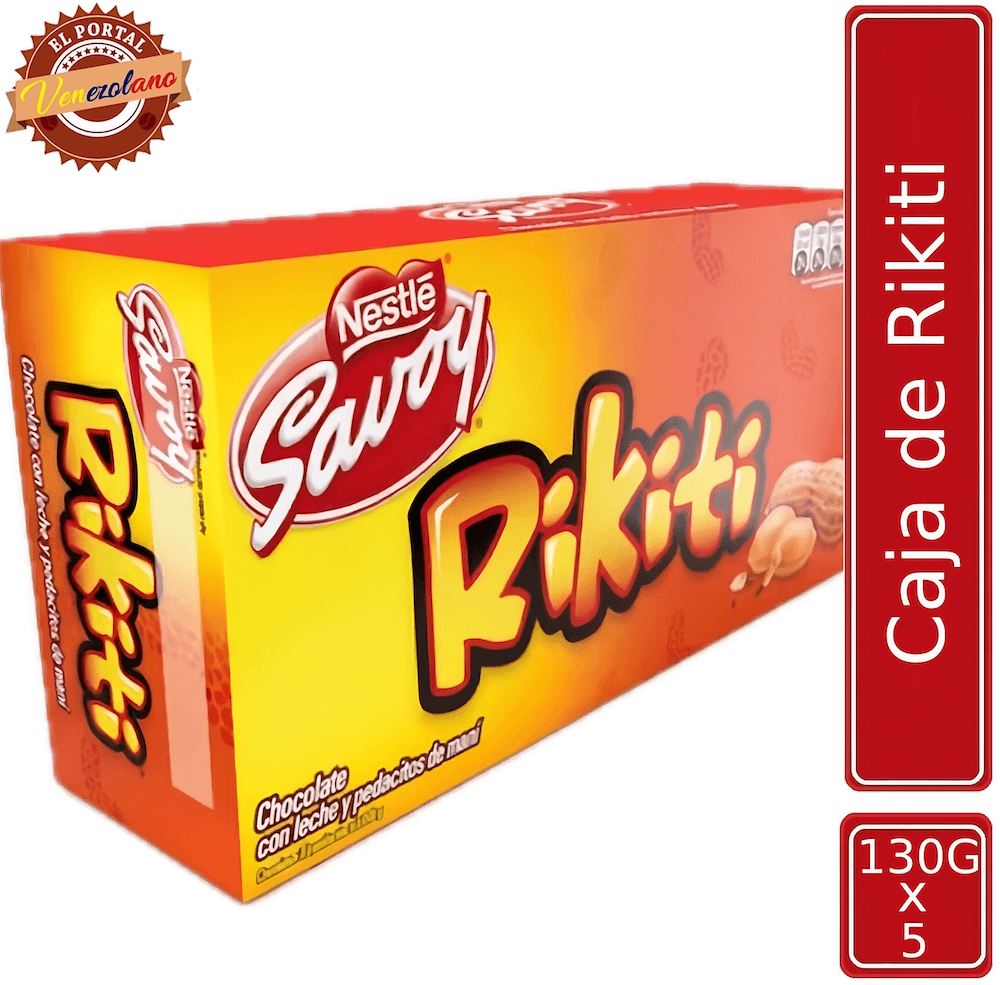 Pack de 5 chocolates Rikiti 130g venezolano, disponible en Colombia