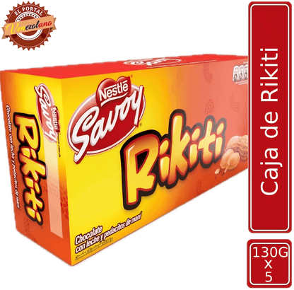Pack de 5 chocolates Rikiti 130g venezolano, disponible en Colombia