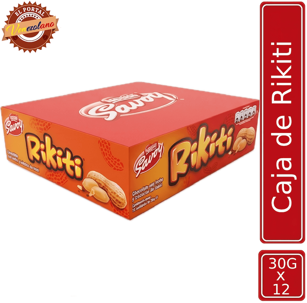 Pack de 12 chocolates Rikiti 27g venezolano, disponible en Colombia