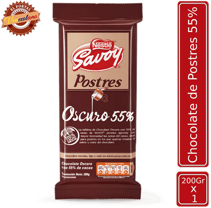 Chocolate de postre Savoy Verde 55% 200g venezolano, disponible en Colombia
