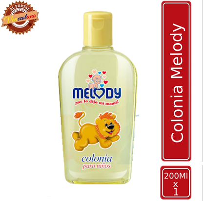 Colonia para bebés Melody amarilla original venezolana, disponible en Colombia