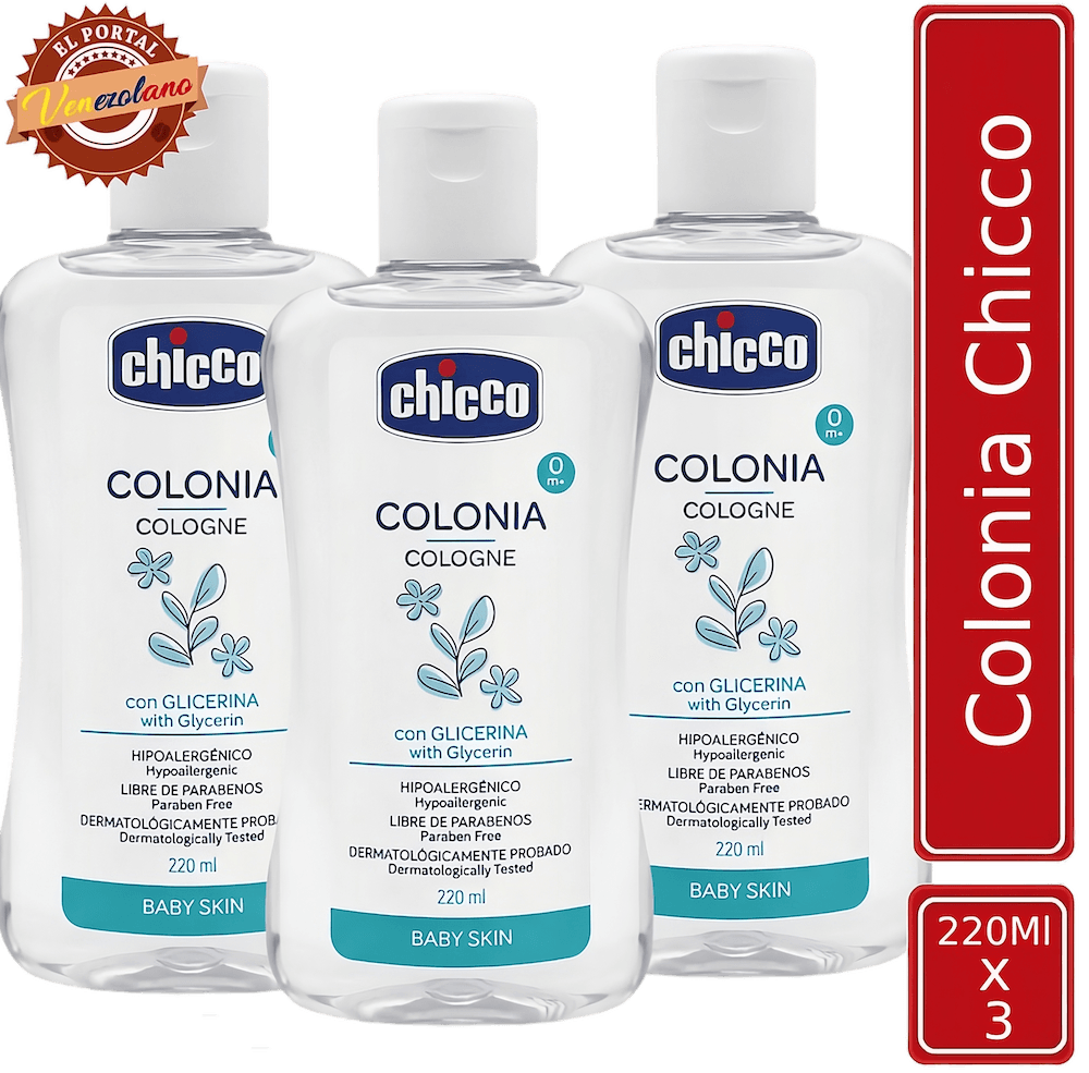Pack de 3 colonia para bebés Chicco original venezolana, disponible en Colombia
