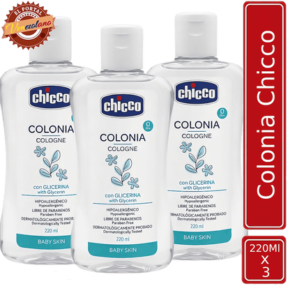 Pack de 3 colonia para bebés Chicco original venezolana, disponible en Colombia