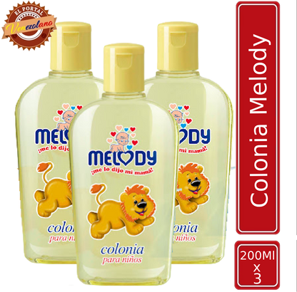 Pack de 3 colonia para bebés Melody amarilla venezolana, disponible en Colombia