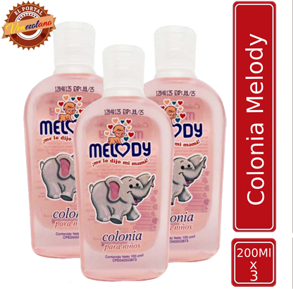 Pack de 3 colonia para bebés Melody rosada venezolana, disponible en Colombia