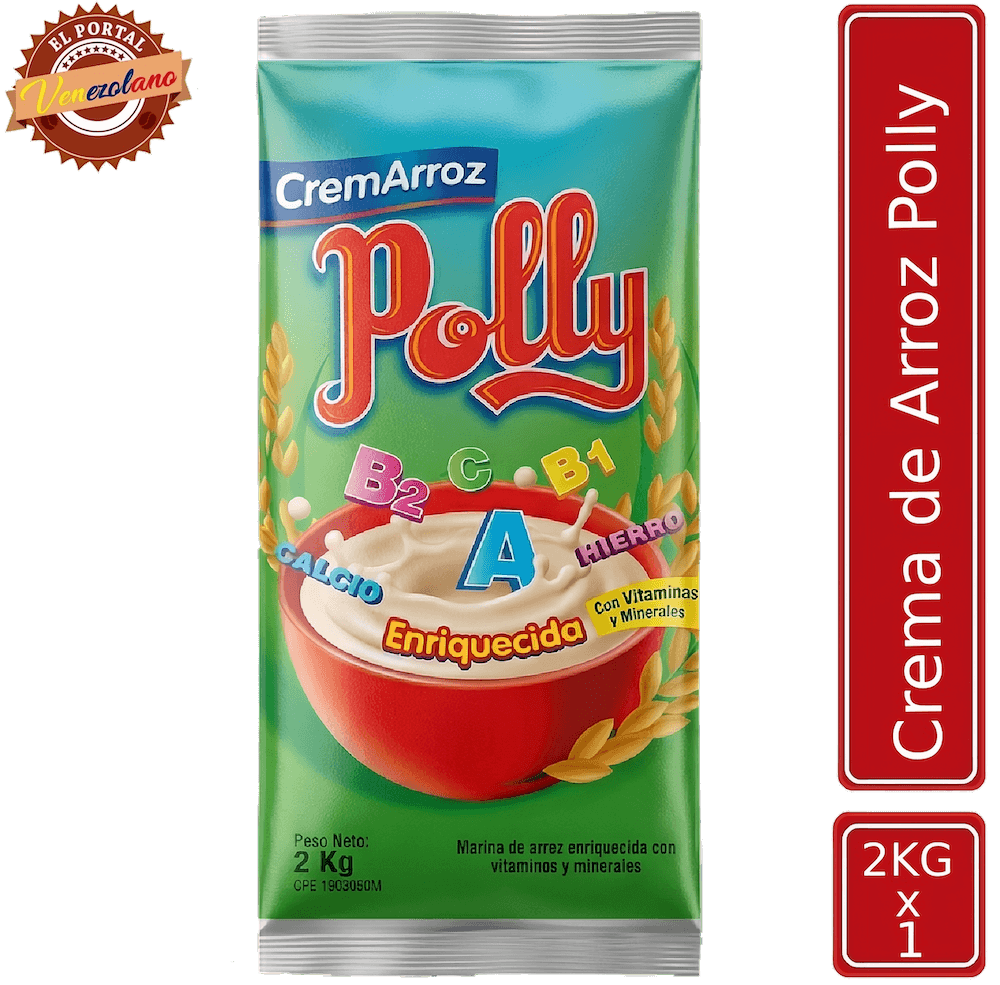 Crema de arroz Polly 2.000g venezolana, disponible en Colombia