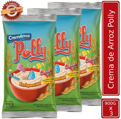 Pack de 3 crema de arroz Polly 900g venezolana, disponible en Colombia