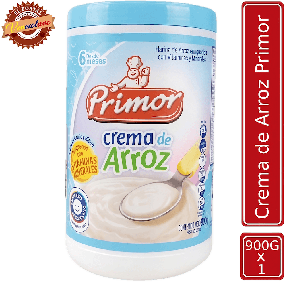 Crema de arroz Primor 900g venezolana, disponible en Colombia