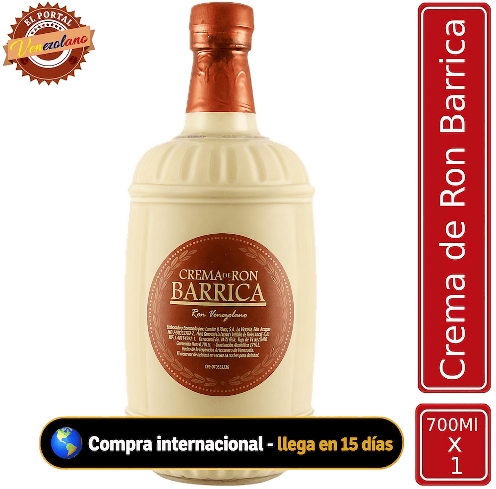 Crema de ron Barrica venezolana, disponible en Colombia